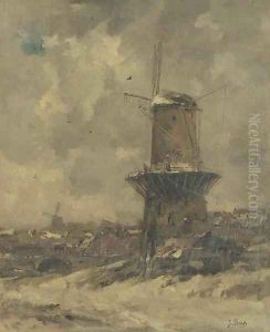 A windmill in the snow