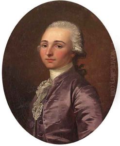 Portrait of a Gentleman, half-length, in a lilac-coloured coat by Jean-Laurent Mosnier