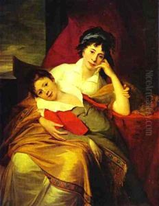Portrait Of Catherine Muravyova (1771-1848) With Her Son Nikita Muravyov (1796-1866) The Pushkin Museum Of Fine Art Moscow Russia by Jean-Laurent Mosnier