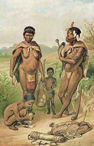 A Bosjesman Family frontispiece from The History of Mankind A Bosjesman Family frontispiece from The History of Mankind