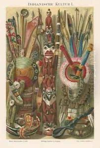 Indianische Kultur illustration from the Myers Konversations-Lexikon 1895 by Mutzel