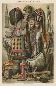 Asiatische Kultur I plate from the Myers Konversations-Lexikon 1895