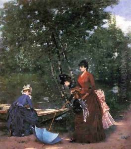 Three Parisian Women in the Bois de Boulogne by Francisco Miralles Galup