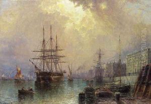 H.M.S. "Warspale" off Greenwich by Claude T. Stanfield Moore