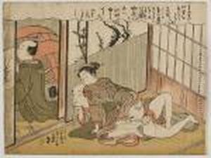 Couple Enjoying An Encounter by Suzuki Harunobu