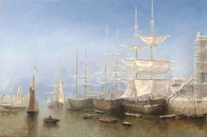 Torquay harbour, winter time by Claude T. Stanfield Moore