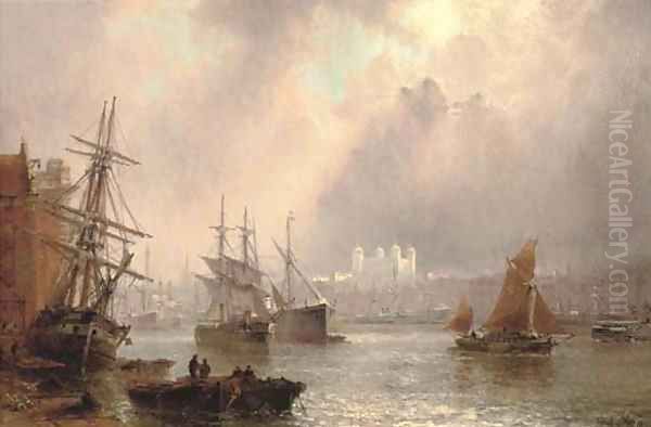 Shipping on the Thames before the Tower of London - view 1