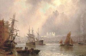 Shipping on the Thames before the Tower of London by Claude T. Stanfield Moore