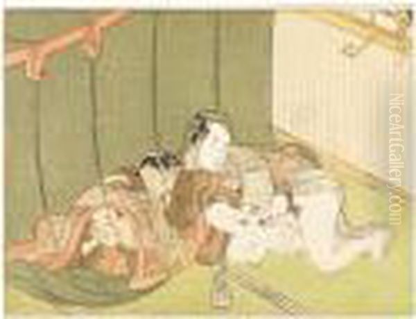 A Couple Making Love
Beneath A Mosquito Net Whilst The Woman's Husband Covers His Ears
From The Noise Of The Thunder Outside - view 1