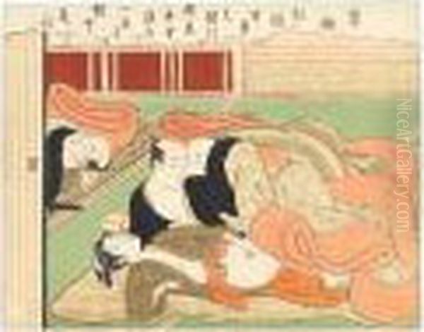 Two Samurai Retainers Sneaking Into A Young Woman's Futon - view 1
