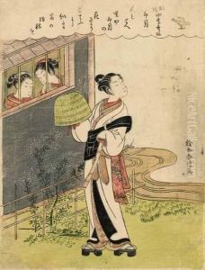 Jeune Femme Debout Dans Un Jardin by Suzuki Harunobu