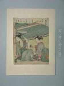 Deux Jeunes Femmes Sur Une Engawa. by Suzuki Harunobu