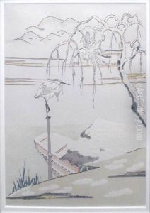 White Herons In Snow by Suzuki Harunobu