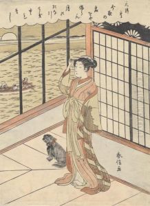 A Courtesan Looks Out Of A Window At A Passing Boat