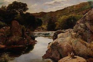 Glenfinlas with Millais Fishing 1853 by William Henry Millais