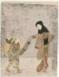 Une Femme Suivie D'un Garconnet Une Femme Suivie D'un Garconnet
