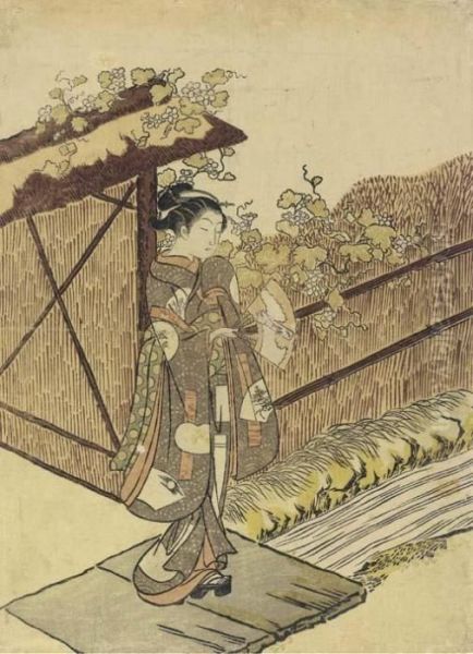 The Left Sheet Of A Diptych Parodying The Yugao Scene From The Tale Of Genji - view 1