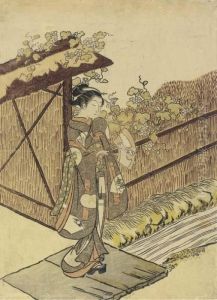 The Left Sheet Of A Diptych Parodying The Yugao Scene From The Tale Of Genji