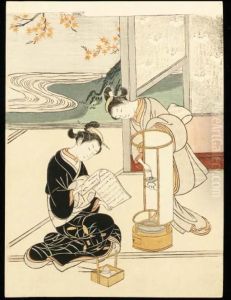 Ando No Sekisho (evening Glow Of The Lantern) by Suzuki Harunobu