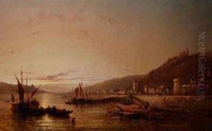 Fishing Boats at Sunset by James Edwin Meadows