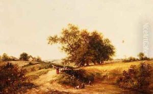Children Playing by a Pond by James Edwin Meadows