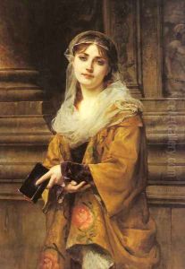 A Young Woman Outside a Church