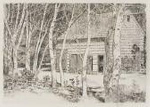 The Old Barn And Birches by Childe Hassam
