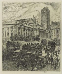 New York Public Library (c./c. 126) by Childe Hassam