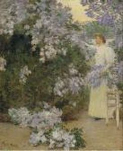 Mrs. Hassam In The Garden by Childe Hassam