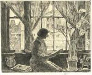 Virginia And A New York Winter Window (c./c. 378) by Childe Hassam