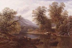 Landscape with a River and Cattle by William Mellor