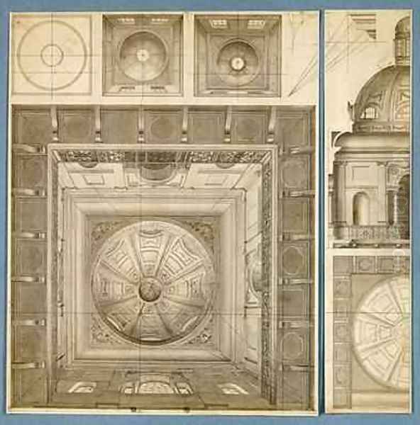 Designs for a domed and pillared ceiling - view 1