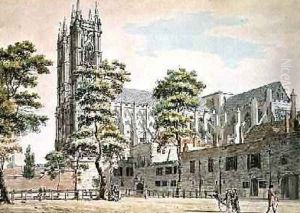 Deans Yard Westminster View of Westminster Abbey from the West 1793 by Thomas Malton, Jnr.