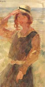 Mies aan het strand by Willem Maris