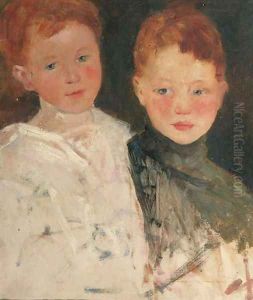 Double portrait of the artist's children, Mies and Thijs by Willem Maris