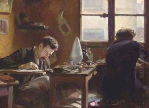 Emile Galle in his Studio by Victor Marec