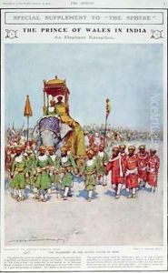 An Elephant Reception for the Prince of Wales illustration from The Sphere 1906 by Mortimer Ludington Menpes