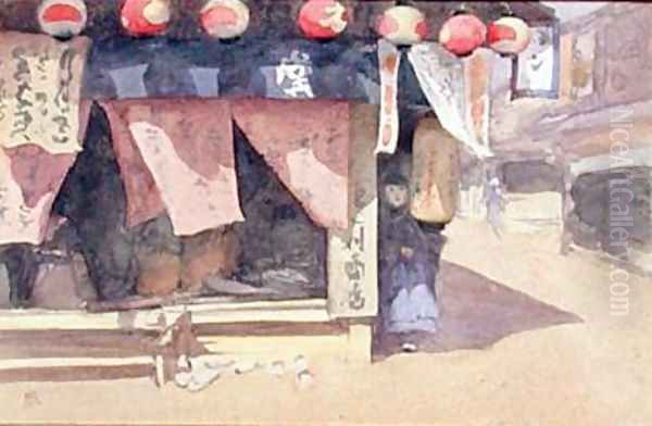 Outside a Teahouse Japan 1887-88 - view 1