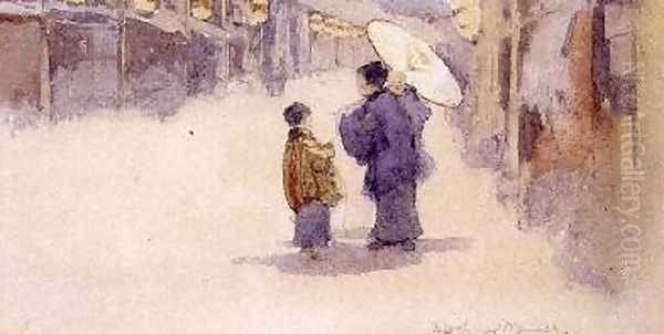 Japanese Figures with a Parasol - view 1