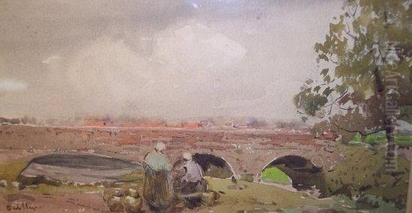 Figures By A Bridge - view 1