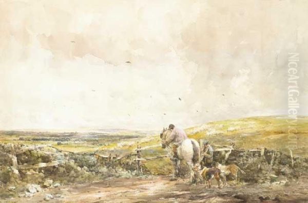 Extensive Landscape With Rider Andhounds - view 1