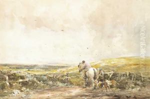 Extensive Landscape With Rider And Hounds