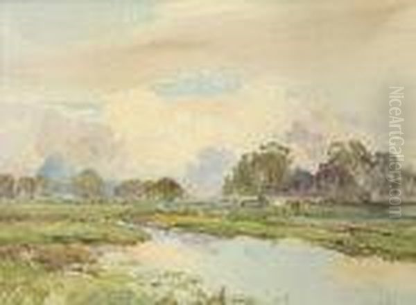 River Landscape With Cows - view 1