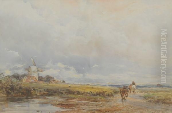 Landscape View With Windmill And Horses - view 1