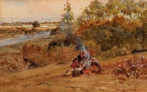 Figures Around A Camp Fire
