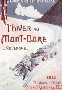 Poster advertising Winter in Mont-Dore with the Chemins de Fer d'Orleans 1911 by Robert Mahias