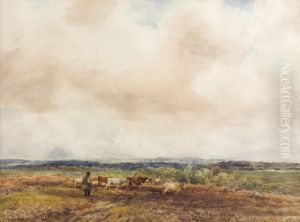 Cattle In Landscape by Claude Hayes