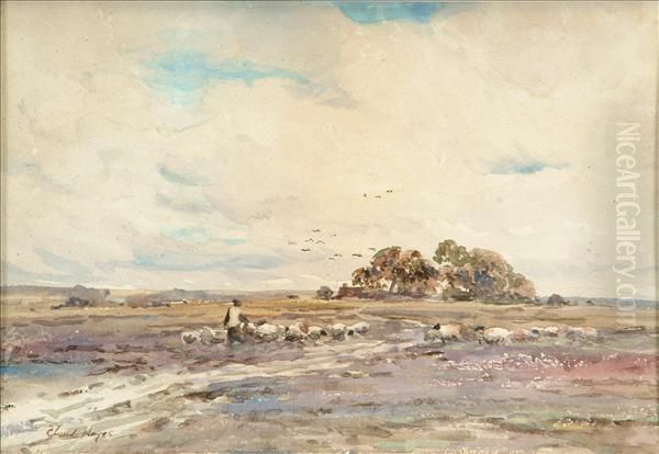 A Shepherd With Aflock Of Sheep - view 1
