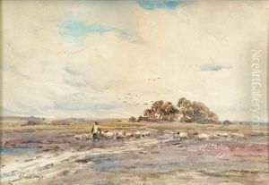 A Shepherd With Aflock Of Sheep A Shepherd With Aflock Of Sheep