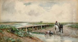 Farmers Watering Their Carthorses